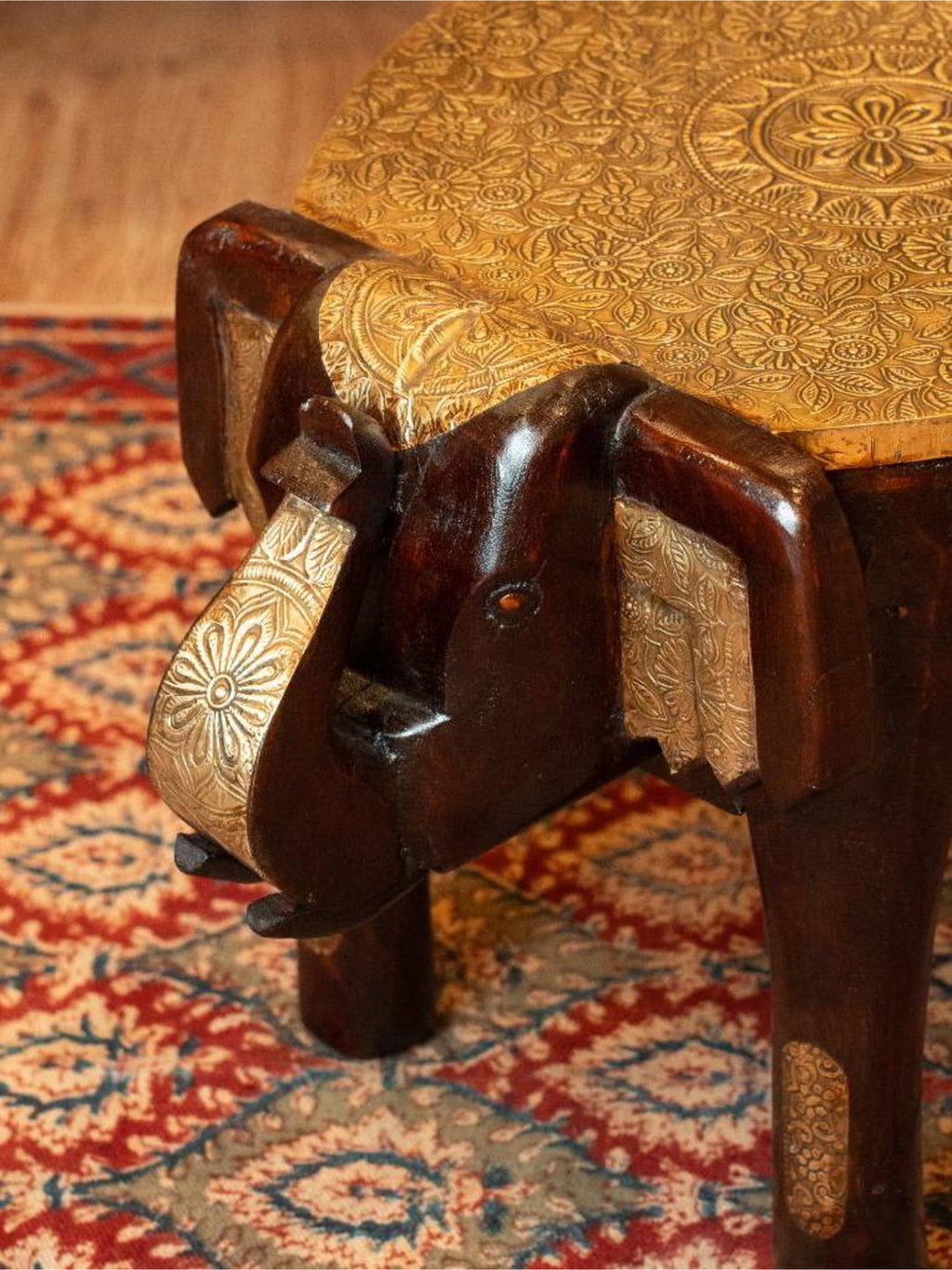 Elephant Stool for Home Decor & Living Room |Wooden Side Table for Plants & Decorative Items |Traditional Design Handcrafted Wood Accent Furniture for Multi-Purpose Use(8 inch Size) Small