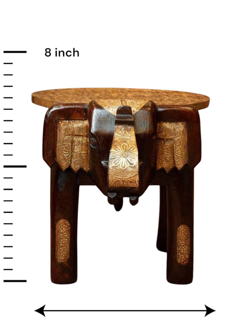 Elephant Stool for Home Decor & Living Room |Wooden Side Table for Plants & Decorative Items |Traditional Design Handcrafted Wood Accent Furniture for Multi-Purpose Use(8 inch Size) Small