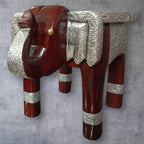TharLion Silver Elephant Handcrafted Stool (8 inch)