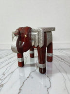 TharLion Silver Elephant Handcrafted Stool (8 inch)